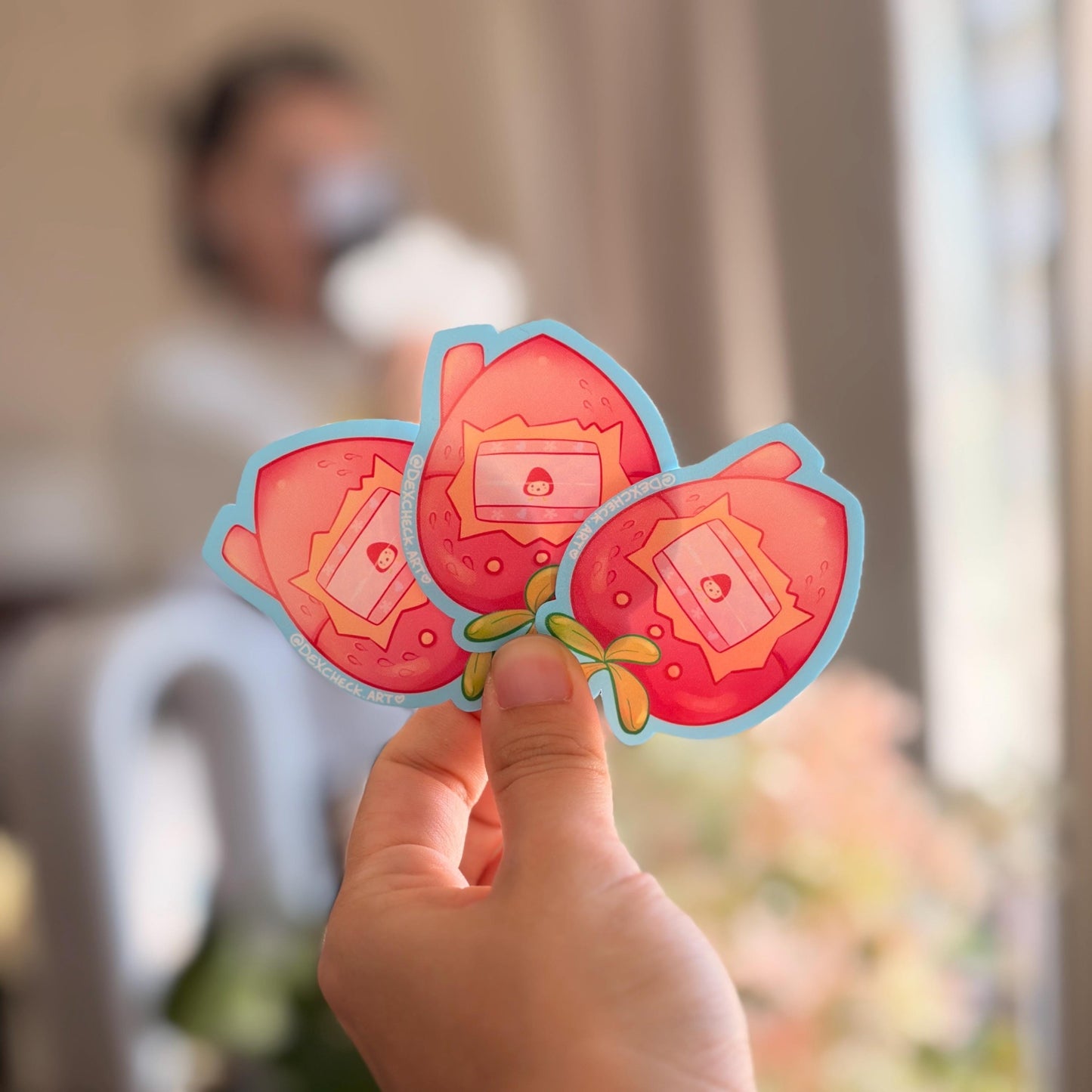 Tamagotchi Ichigotchi Matte Peachy Sticker! | Kawaii waterproof sticker