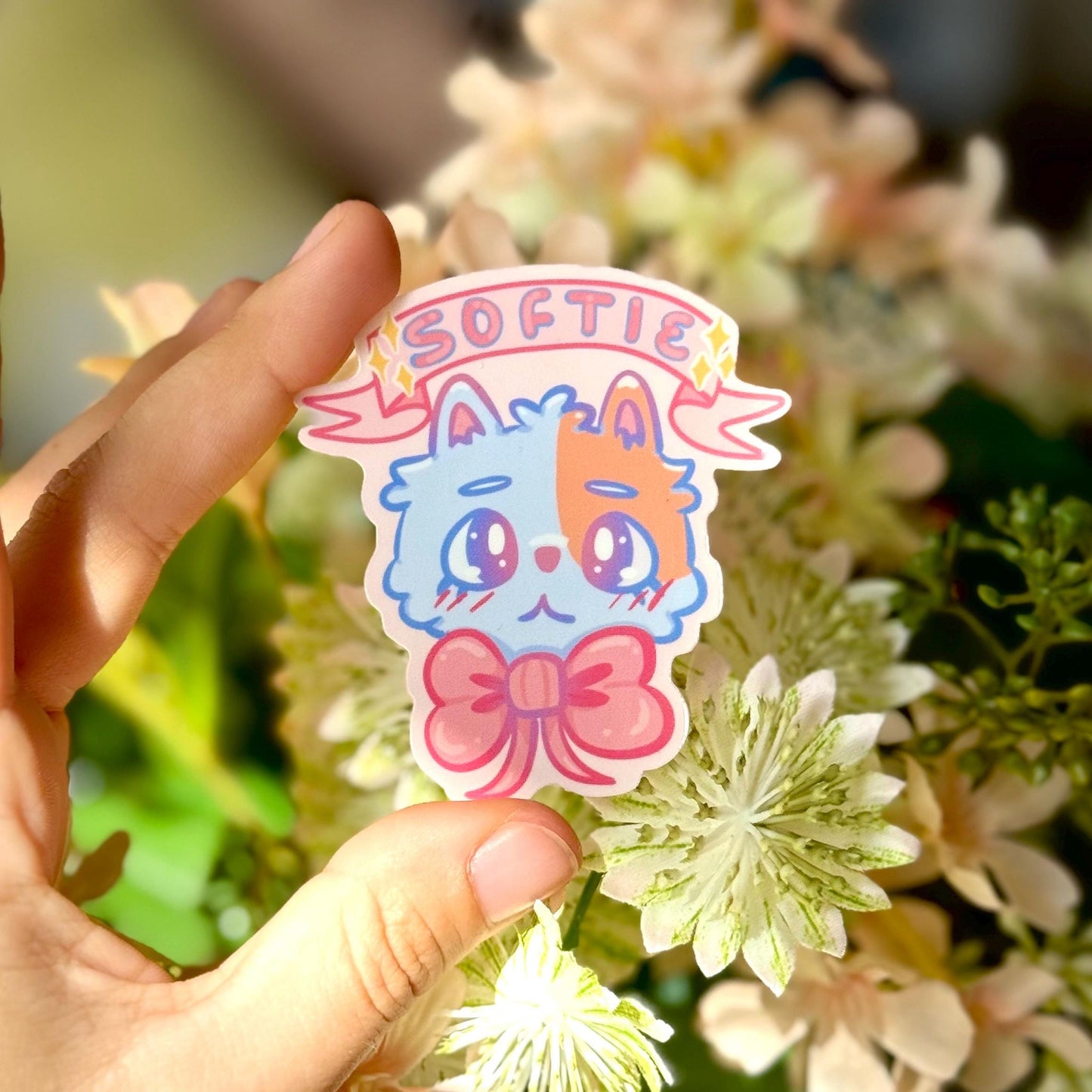 Softie Cat Puppy Sticker | Glossy Vinyl, Water Resistant