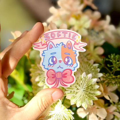 Softie Cat Puppy Sticker | Glossy Vinyl, Water Resistant