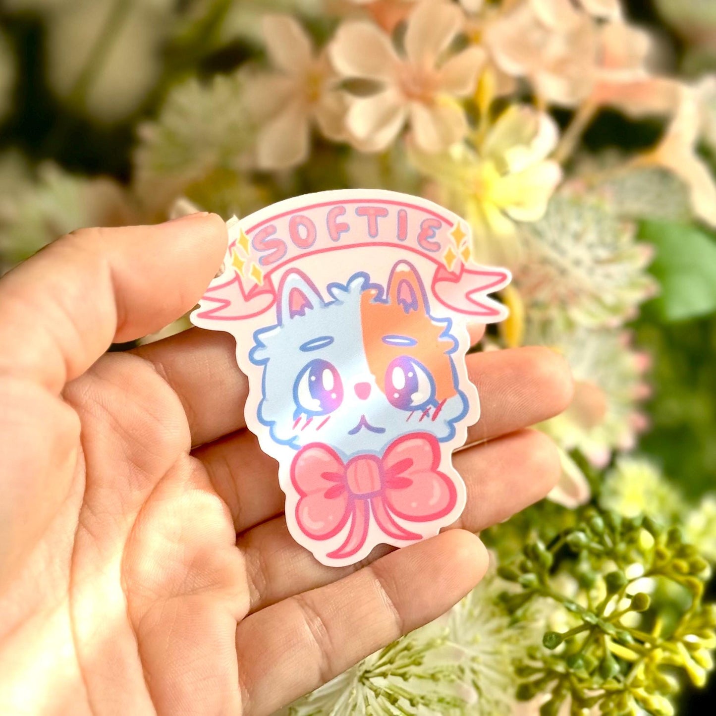 Softie Cat Puppy Sticker | Glossy Vinyl, Water Resistant