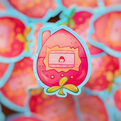 Tamagotchi Ichigotchi Matte Peachy Sticker! | Kawaii waterproof sticker