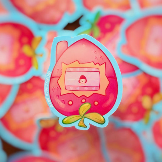 Tamagotchi Ichigotchi Matte Peachy Sticker! | Kawaii waterproof sticker
