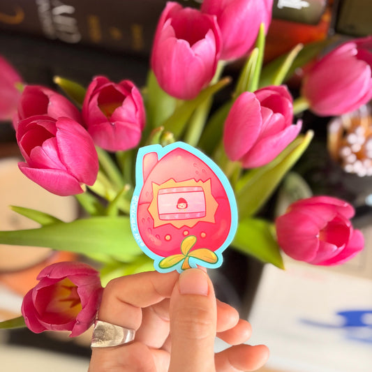 Tamagotchi Ichigotchi Matte Peachy Sticker! | Kawaii waterproof sticker