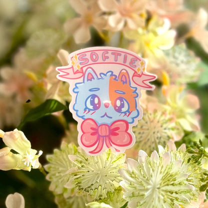 Softie Cat Puppy Sticker | Glossy Vinyl, Water Resistant