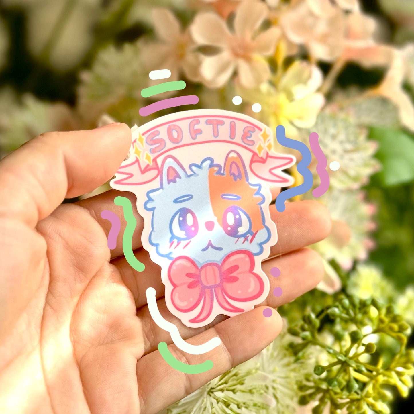 Softie Cat Puppy Sticker | Glossy Vinyl, Water Resistant