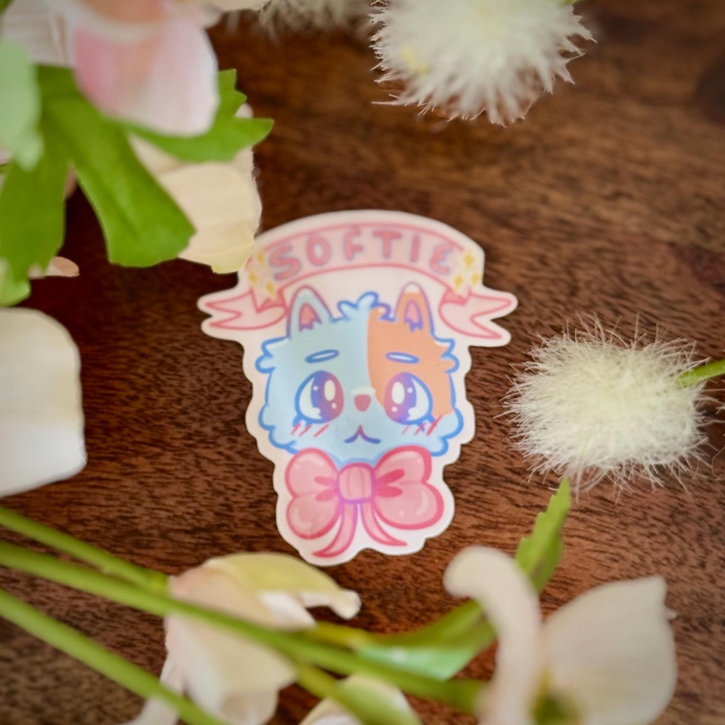 Softie Cat Puppy Sticker | Glossy Vinyl, Water Resistant